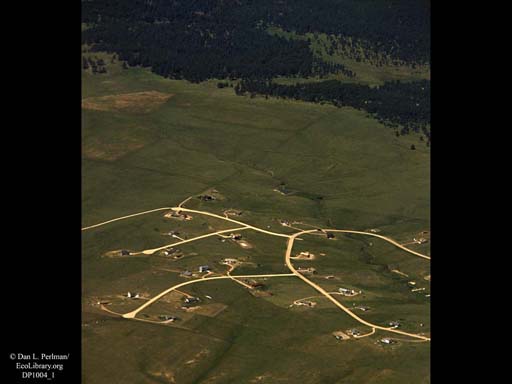 Urban sprawl reaching out (aerial), Western USA